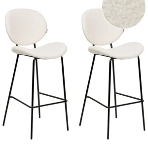 Bar Chair Set 2 Boucle White LUANA