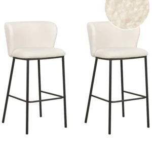 Bar Chair Set 2 Boucle White MINA