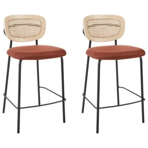 Bar Chair Set 2 Fabric Orange MAYETTA