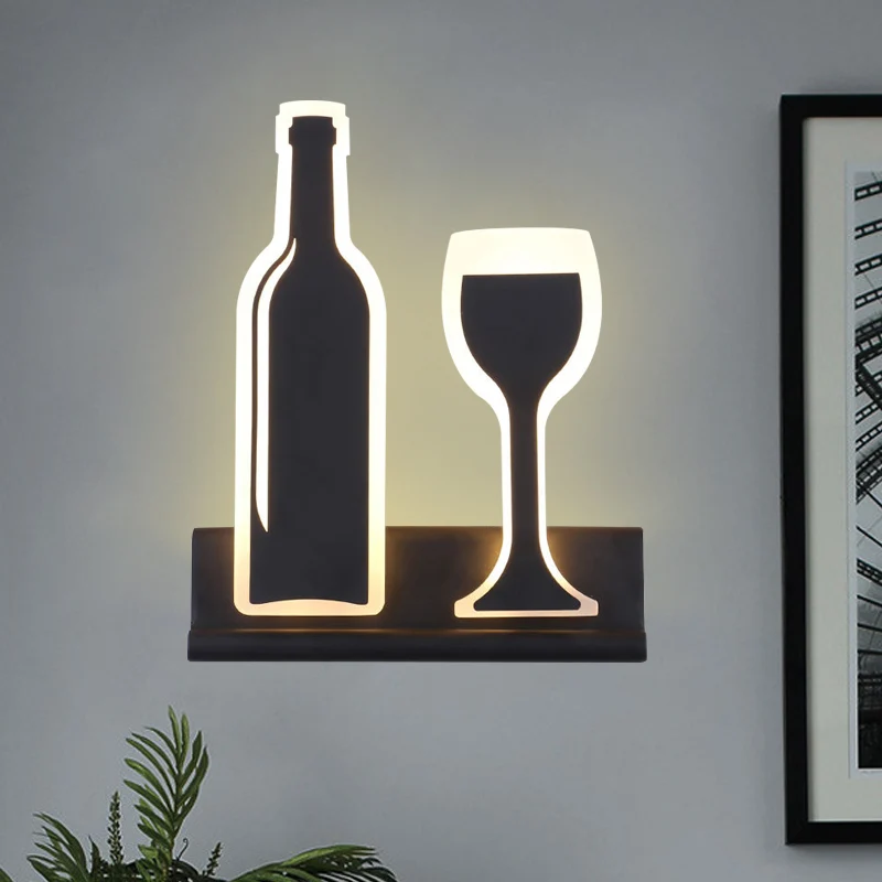 Set da vino LED Sconce Light Innovativo acrilico 1 luce Nero/Bianco/Cromo Idee di illuminazione da parete luce calda/bianca