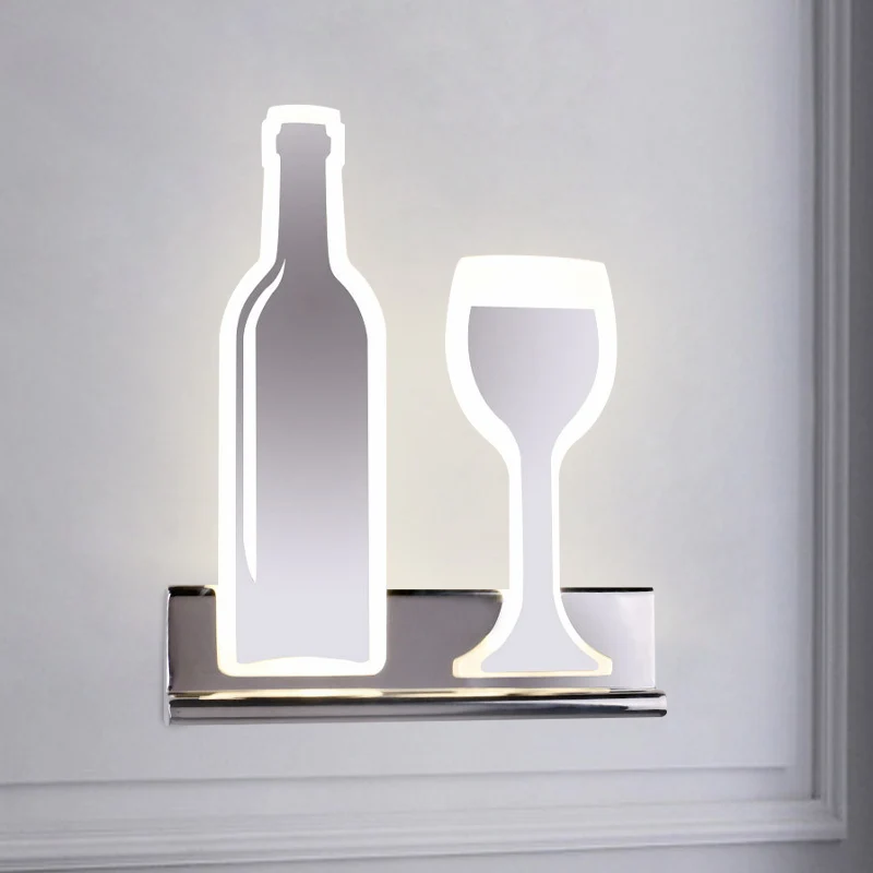 Set da vino LED Sconce Light Innovativo acrilico 1 luce Nero/Bianco/Cromo Idee di illuminazione da parete luce calda/bianca
