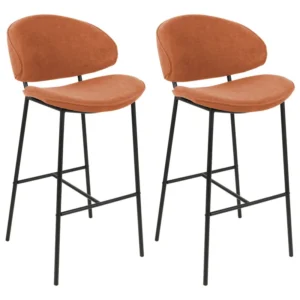 Sgabello da bar Set di 2 Tessuto Arancione KIANA