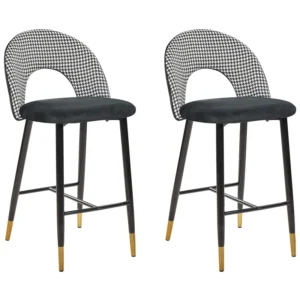 Sgabello da bar Set di 2 Velluto Nero-Bianco FALTON