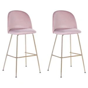 Sgabello da bar Set di 2 Velluto Rosa ARCOLA