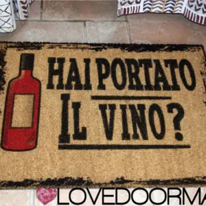 Zerbino Stile – Hai Portato il Vino Rosso? – LOVEDOORMAT, Personalizzabile, Cocco, Fondo Gomma 100% BIO