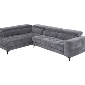 Divano relax elettrico con seduta scorrevole Tessuto Antracite Angolo sinistra MONISO