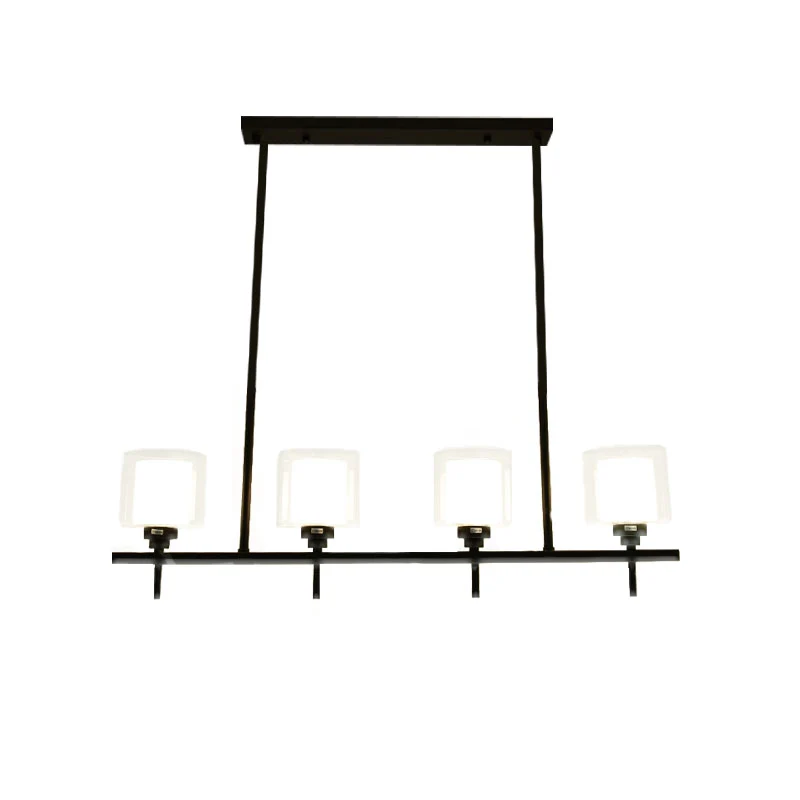 Lampada isola per sala da pranzo cilindrica Lampada sospensione convenzionale 3/4 luci con paralume interno vetro bianco