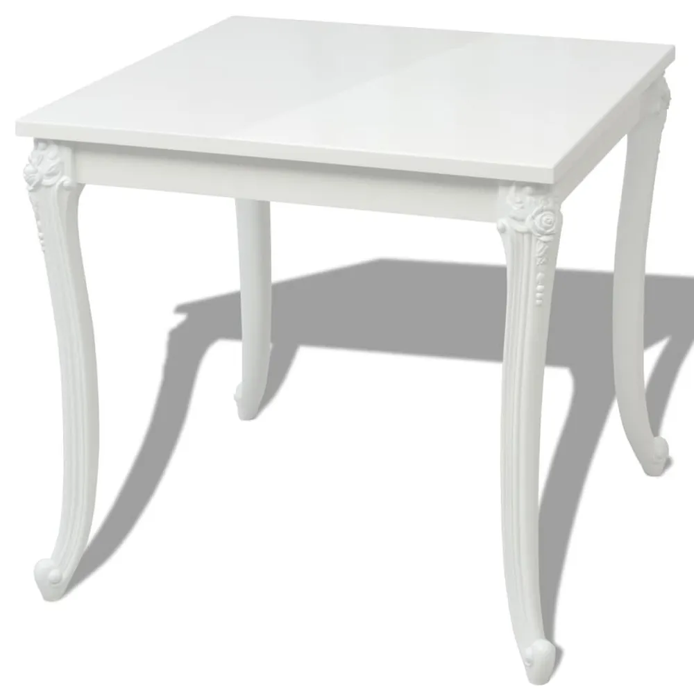 Tavolo da Pranzo 80x80x76 cm Bianco Lucido Porcellana Bianca