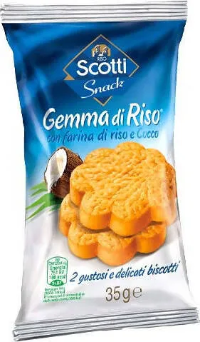 30x Biscotti Gemma Di Riso Al Cocco Riso Scotti Snack 35 Gr Confezione 30 Biscotti Senza Grassi