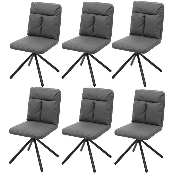 Mendler HWC-G58 set di 6 sedie da pranzo sedie da cucina girevole con posizionamento automatico tessuto/tessuto grigio 6x7...