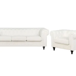 Set da salotto 4 posti tessuto bianco sudicio CHESTERFIELD