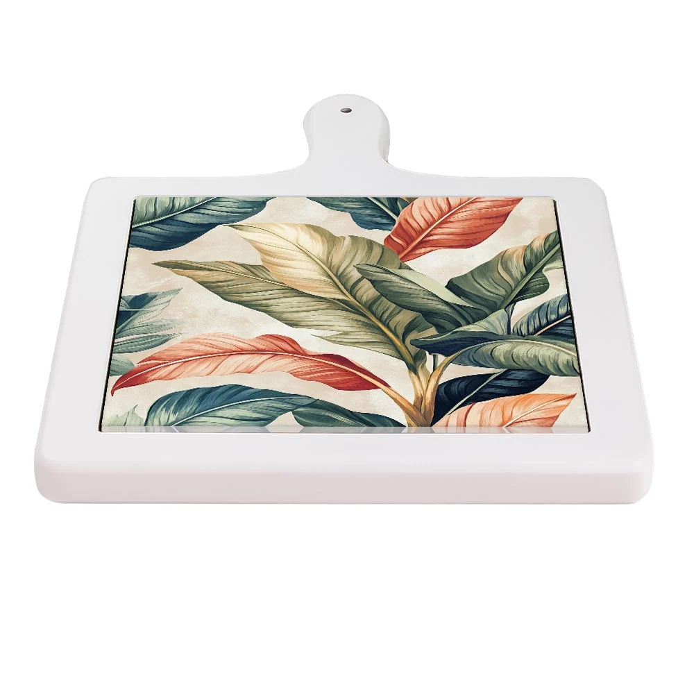 Tagliere Decorativo Ceramica Eolo “Madagascar” – Motivo Tropicale e Foglie Esotiche