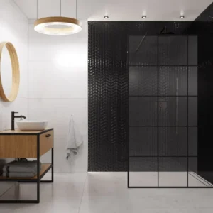 Temperato mosaic on mesh bathroom or kitchen 17.2 cm x 29.8 cm - Mini black chevron 1
