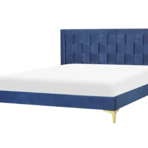 Velvet EU King Size Bed Navy Blue LIMOUX