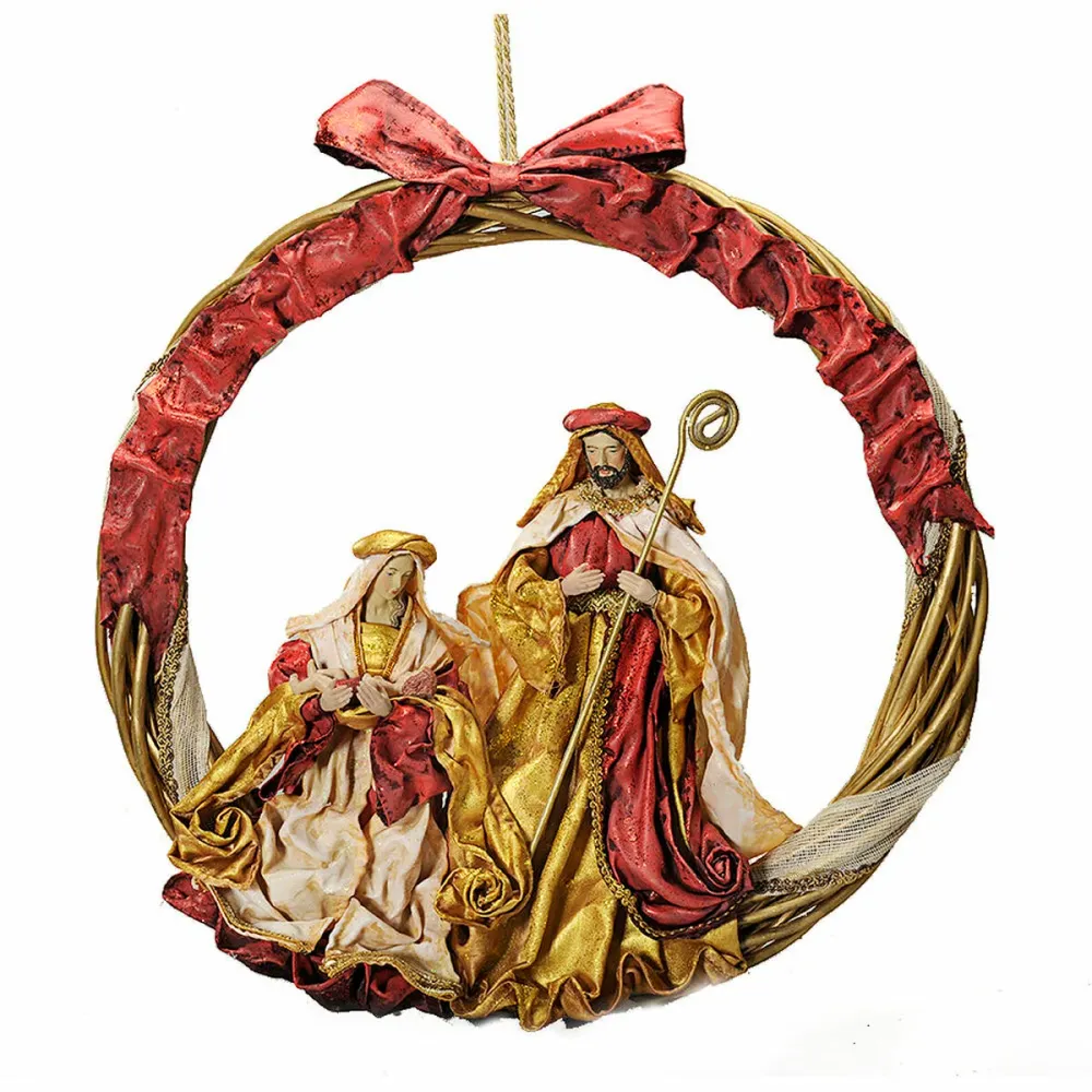 Presepe di Natale DKD Home Decor Rosso Dorato Corona 50 x 5 x 50 cm Plastica
