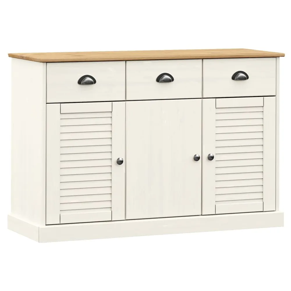 Credenza Cassetti VIGO 113x40x75 cm Legno Massello Pino Bianco