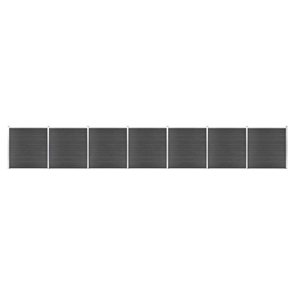Set Pannelli di Recinzione WPC 1218x186 cm Nero