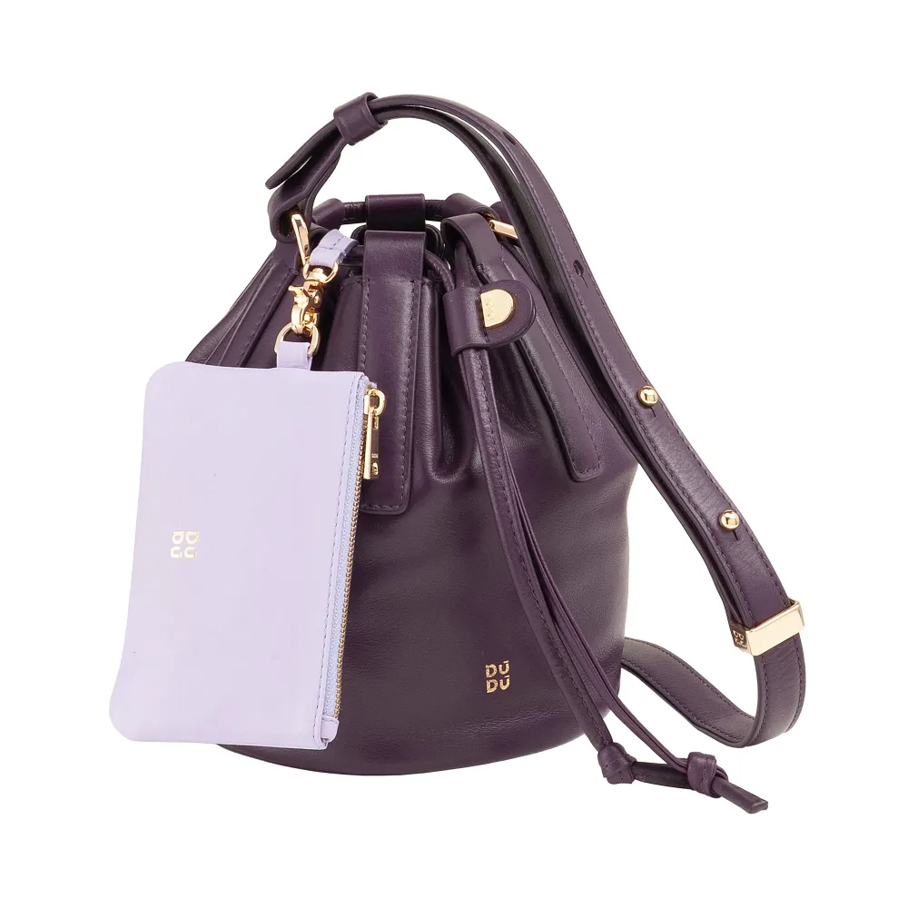 DUDU Piccola Borsa Secchiello da Donna Vera Pelle con Tracolla Regolabile e Chiusura Coulisse – Borsa Tracolla Elegante e...