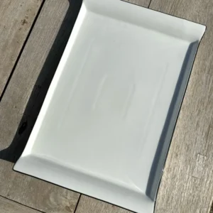Vassoio Grande Porcellana Bianca Con Manici Con Bordo Nero