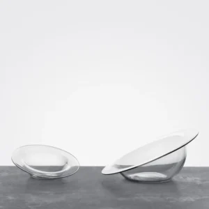 Chapeau, piatto inclinato vetro borosilicato soffiato bocca Blueside Design Shop