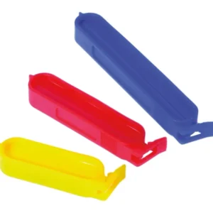 Confezione da 10 clip per borse tre dimensioni, 2x blu, 6x rosse, 2x gialle