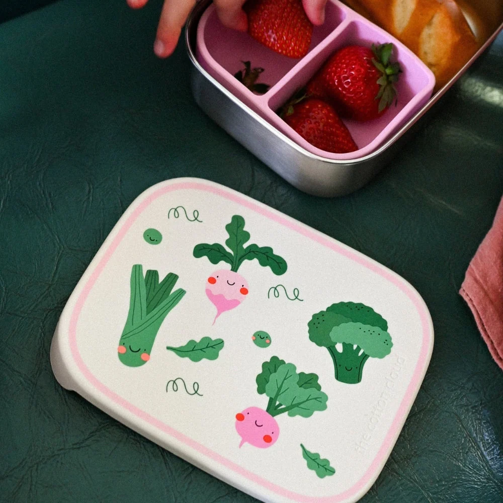 Cotton Cloud Cestino per bambini acciaio inox con divisori rimovibili Veggie Pals