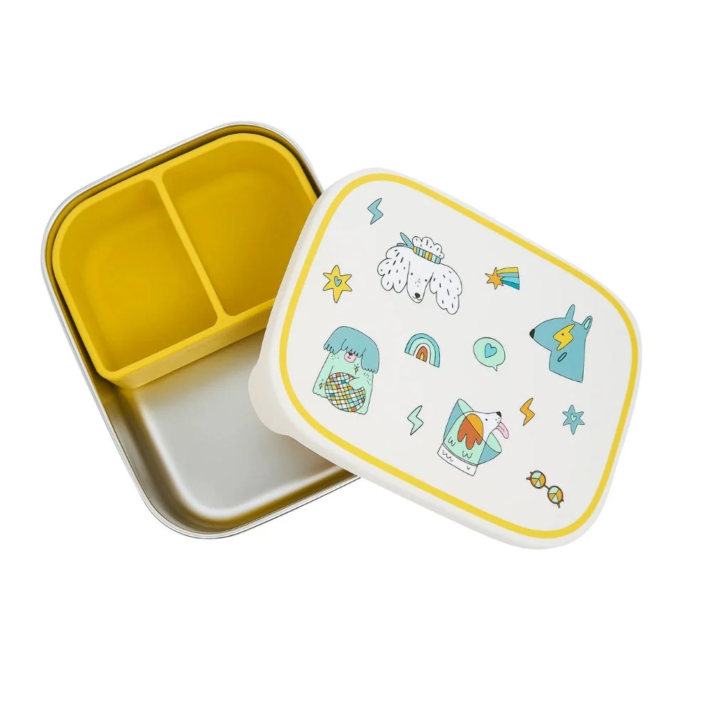 Cotton Cloud Cestino da pranzo per bambini acciaio inox con scomparti rimovibili Funky Dogs