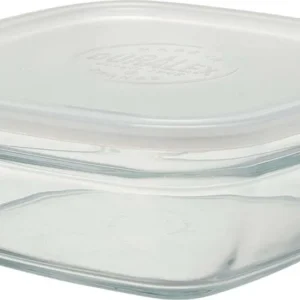 DURALEX Ciotola Quadrata impilabile con Coperchio Smerigliato, 17 cm