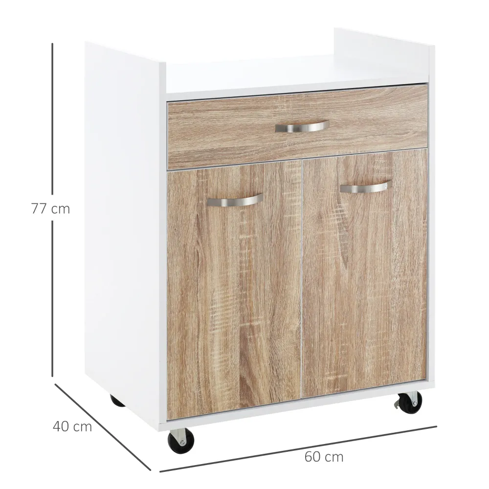 Easycomfort Carrello da Cucina Portavivande per Microonde con 4 Ruote, Legno, 60x40x77cm - Rovere
