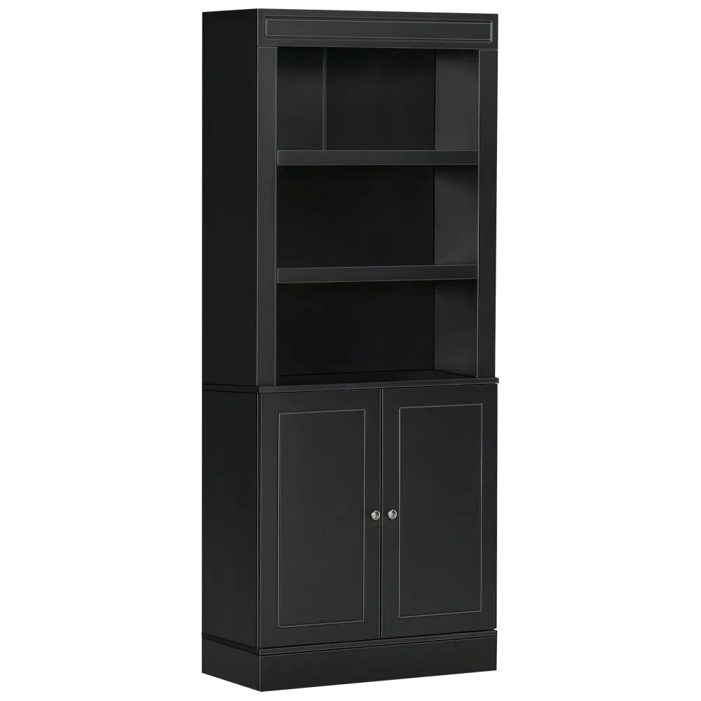 Easycomfort Credenza Cucina Legno con Ripiani e Armadietto 2 Ante con Mensole Regolabili, 74.6x35.5x182.5cm