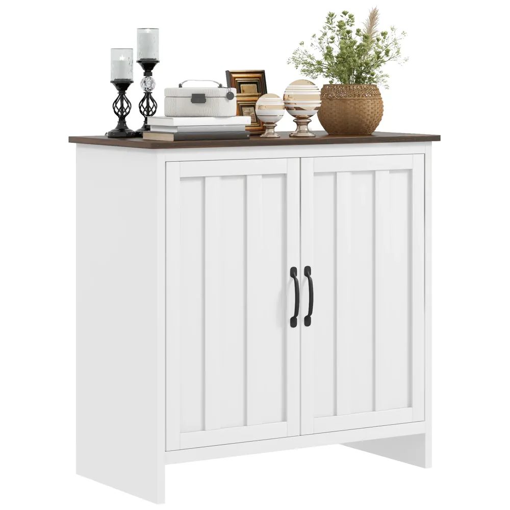 EasyComfort Credenza Cucina Moderna 2 Ante con Ripiano Regolabile Legno, 80x39.7x80cm, Bianco