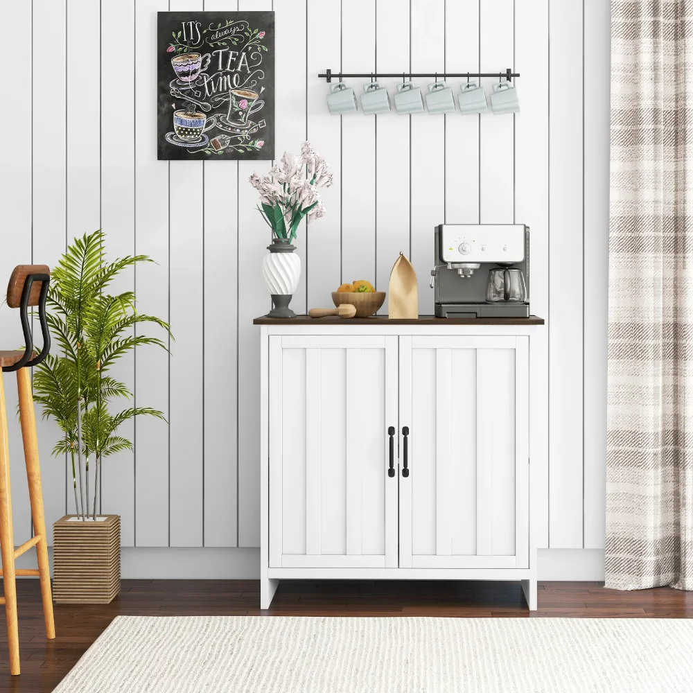 EasyComfort Credenza Cucina Moderna 2 Ante con Ripiano Regolabile Legno, 80x39.7x80cm, Bianco