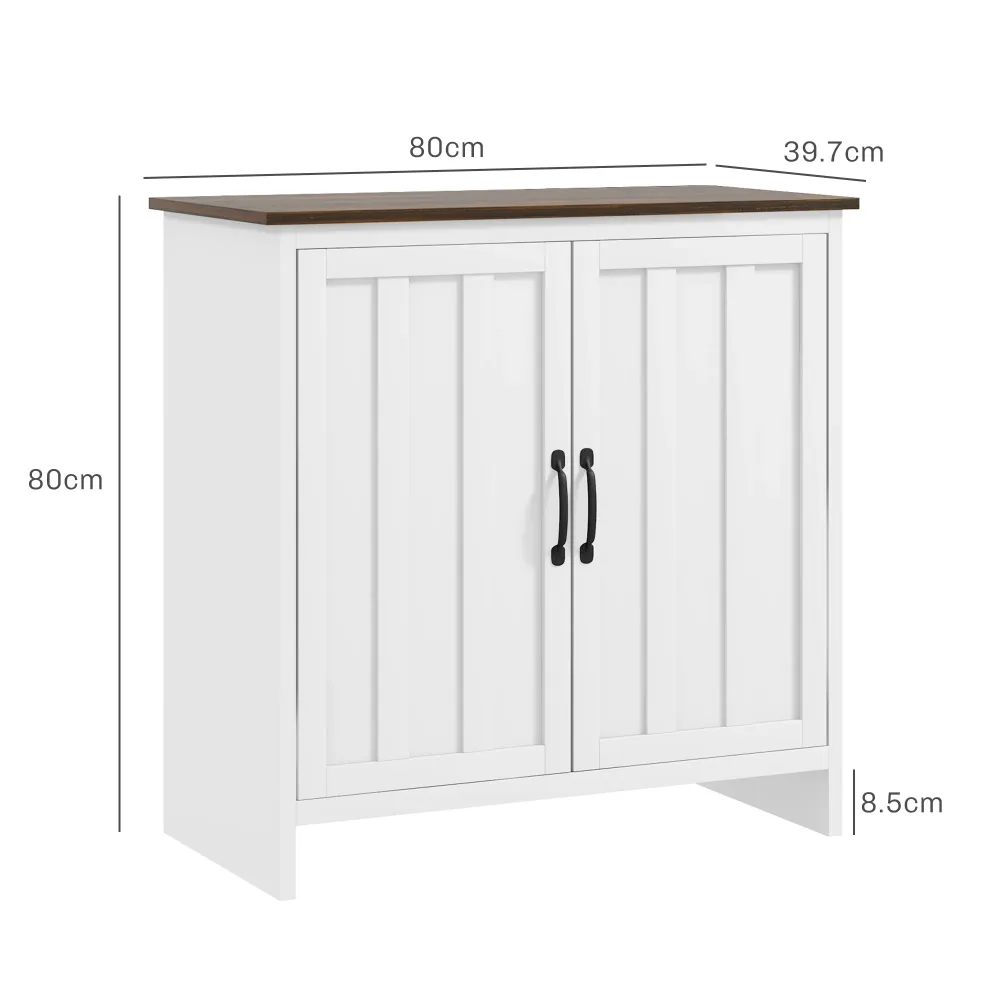 EasyComfort Credenza Cucina Moderna 2 Ante con Ripiano Regolabile Legno, 80x39.7x80cm, Bianco