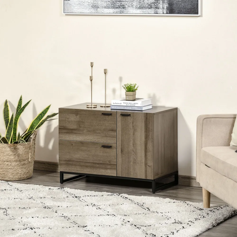 Easycomfort Credenza Moderna per Salotto o Cucina, Mobiletto Multiuso Legno e Metallo con 2 Cassetti e Armadietto, 80x41.5...