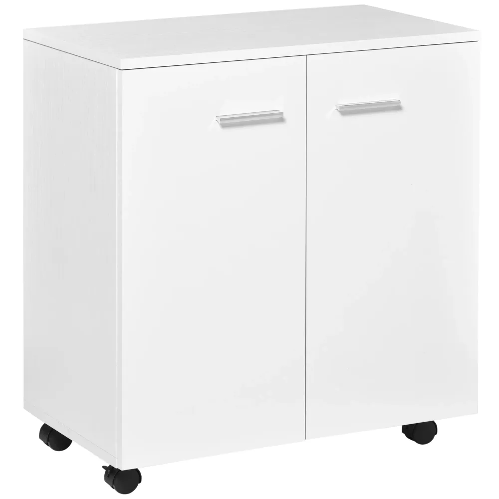 Easycomfort Mobile porta TV legno con Ruote e 2 ante Console Cassettiera 60x35x65cm (Bianco Violaceo