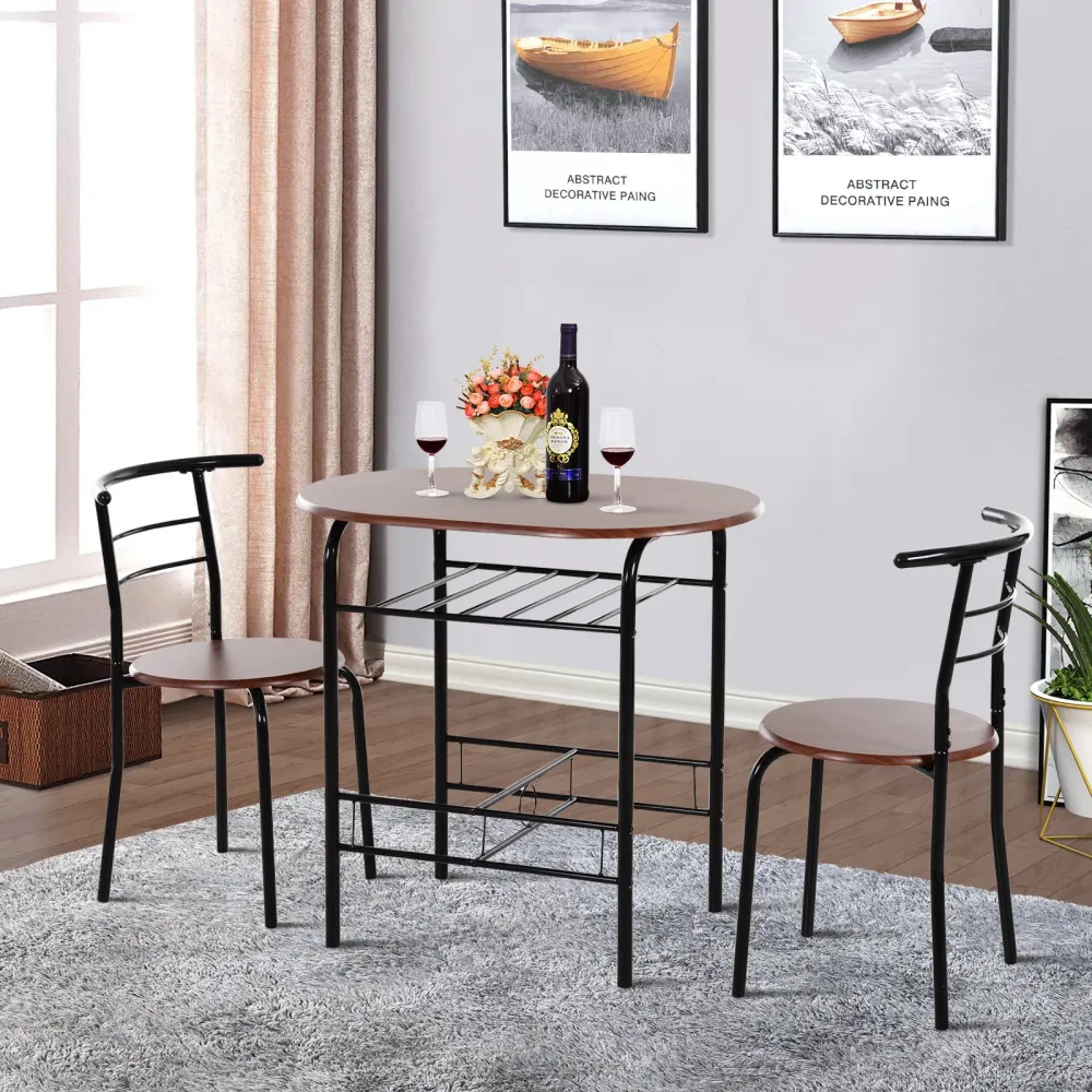 Easycomfort Set Tavolo Moderno con 2 Sedie per Sala da Pranzo, Set 3 Pezzi Mobili Salvaspazio da Cucina, Balcone, Ristoran...