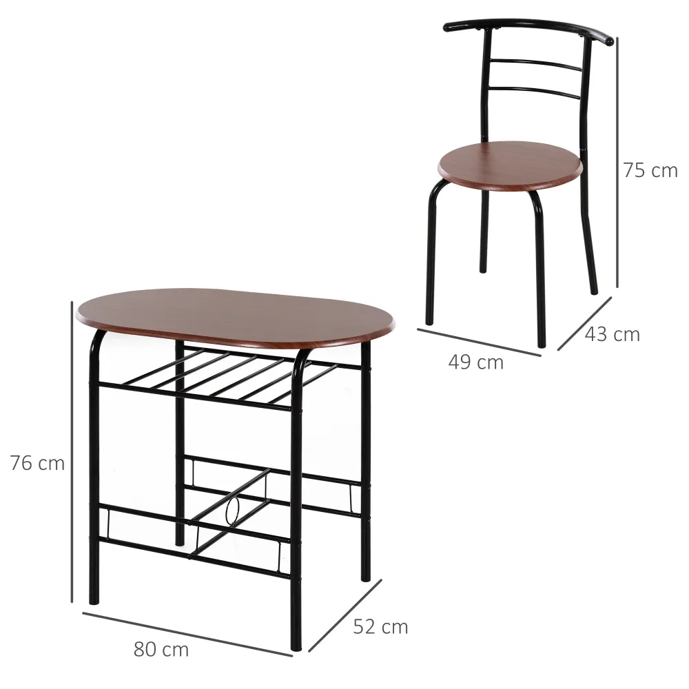 Easycomfort Set Tavolo Moderno con 2 Sedie per Sala da Pranzo, Set 3 Pezzi Mobili Salvaspazio da Cucina, Balcone, Ristoran...