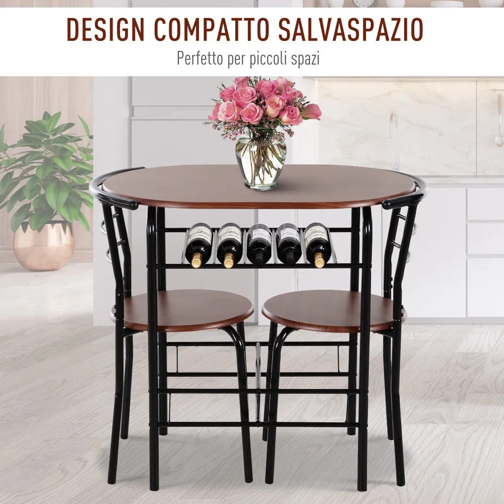 Easycomfort Set Tavolo Moderno con 2 Sedie per Sala da Pranzo, Set 3 Pezzi Mobili Salvaspazio da Cucina, Balcone, Ristoran...