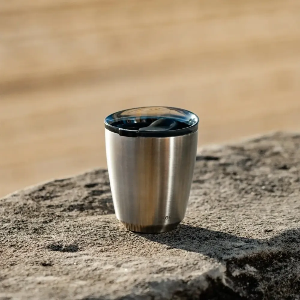 Huskee Stål tazza 235 ml – tazza da caffè durevole acciaio spazzolato
