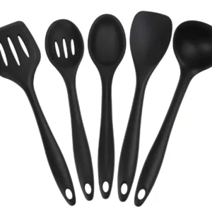 joyoldelf Set da Cucina Silicone 5 Pezzi - Spatole, 11.4*3.2*3.9, Nero