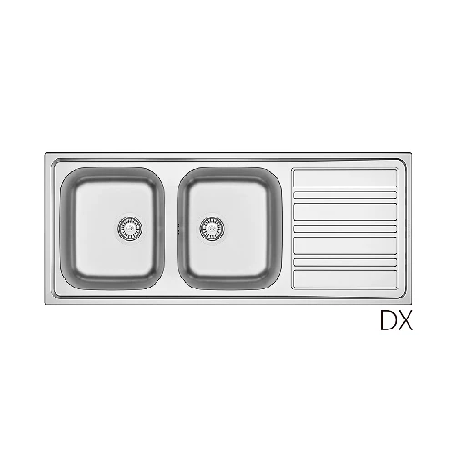 Lavello Incasso Acciaio Inox Mod. Ls06 Cm 120X50- Cm. 120 Gocciolatoio Sx- Dh- Pezzi 1