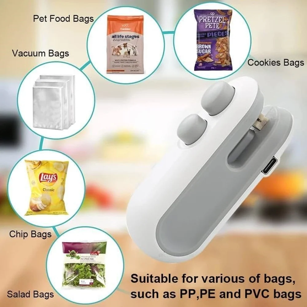 Mini Sigillante 2 1 Usb Ricaricabile Portatile Per Sigillare Sacchetti Alimenti