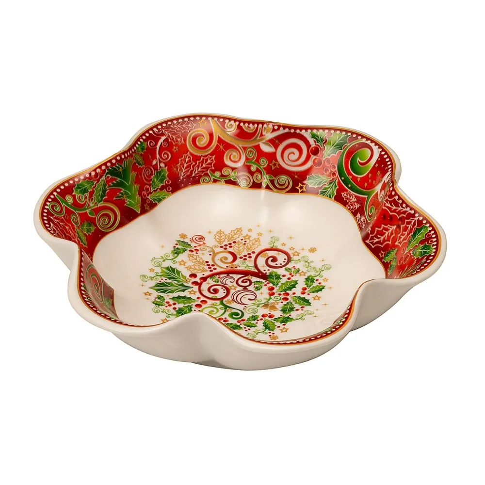 PALAIS ROYAL Pirofila Coppa Fiore 18cm Porcellana Tavola di Natale