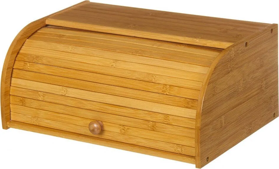 Portapane Legno Di Bambu' Cucina Cassetto Porta Pane Con Apertura Serrandina