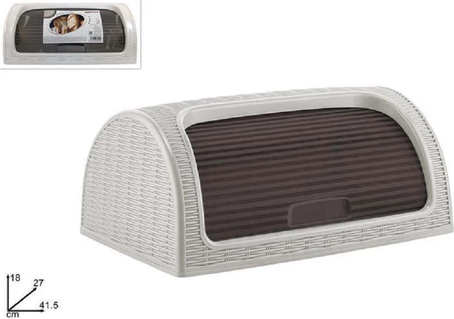Portapane Pane Crock Serrandina Grande Rotolo Contenitore Effetto Rattan Bianco