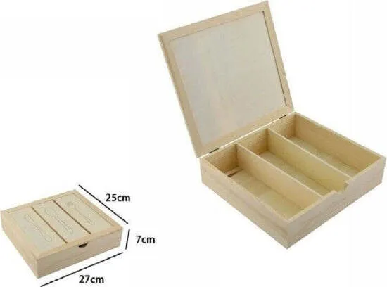 Portaposate Porta Posate Contenitore 3 Posti Legno Stoviglie 27x25x7cm 74023a