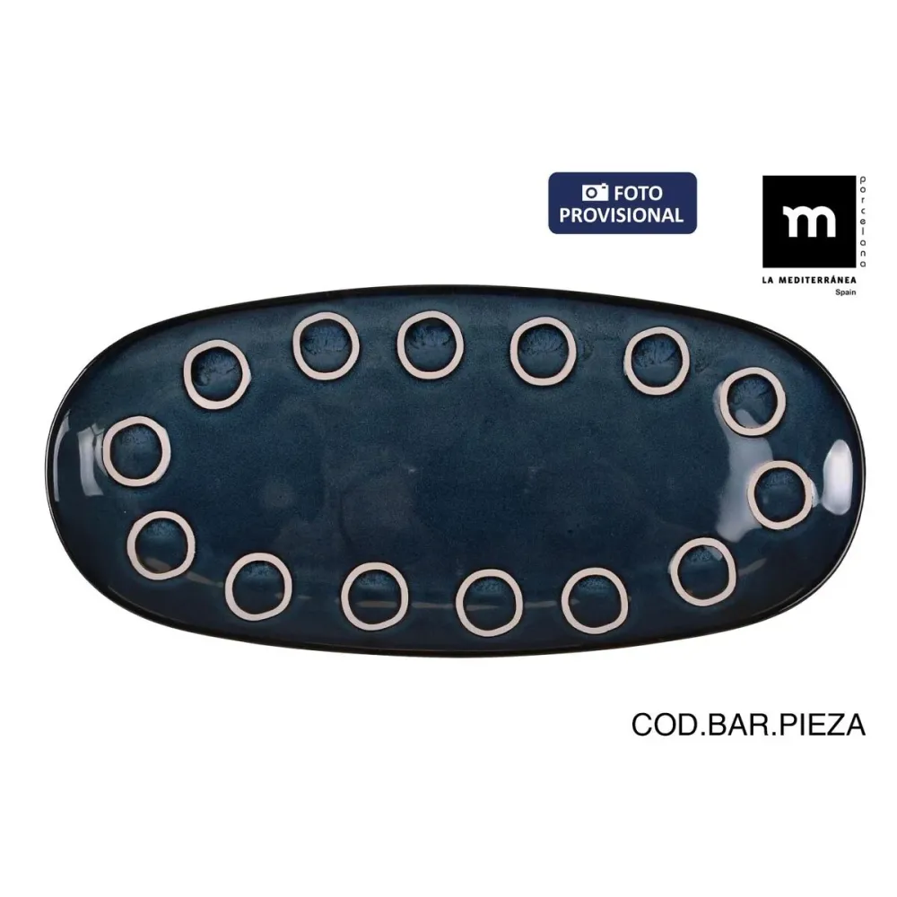 Recipiente de Cozinha La Mediterránea Almudena Azul Oval 33 x 14,8 x 2,7 cm (12 Unidades)