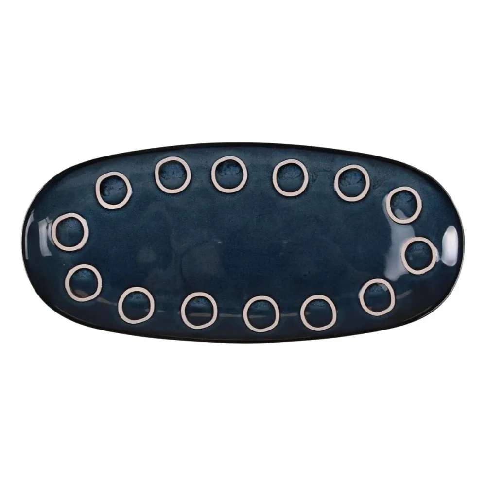Recipiente de Cozinha La Mediterránea Almudena Azul Oval 33 x 14,8 x 2,7 cm (12 Unidades)