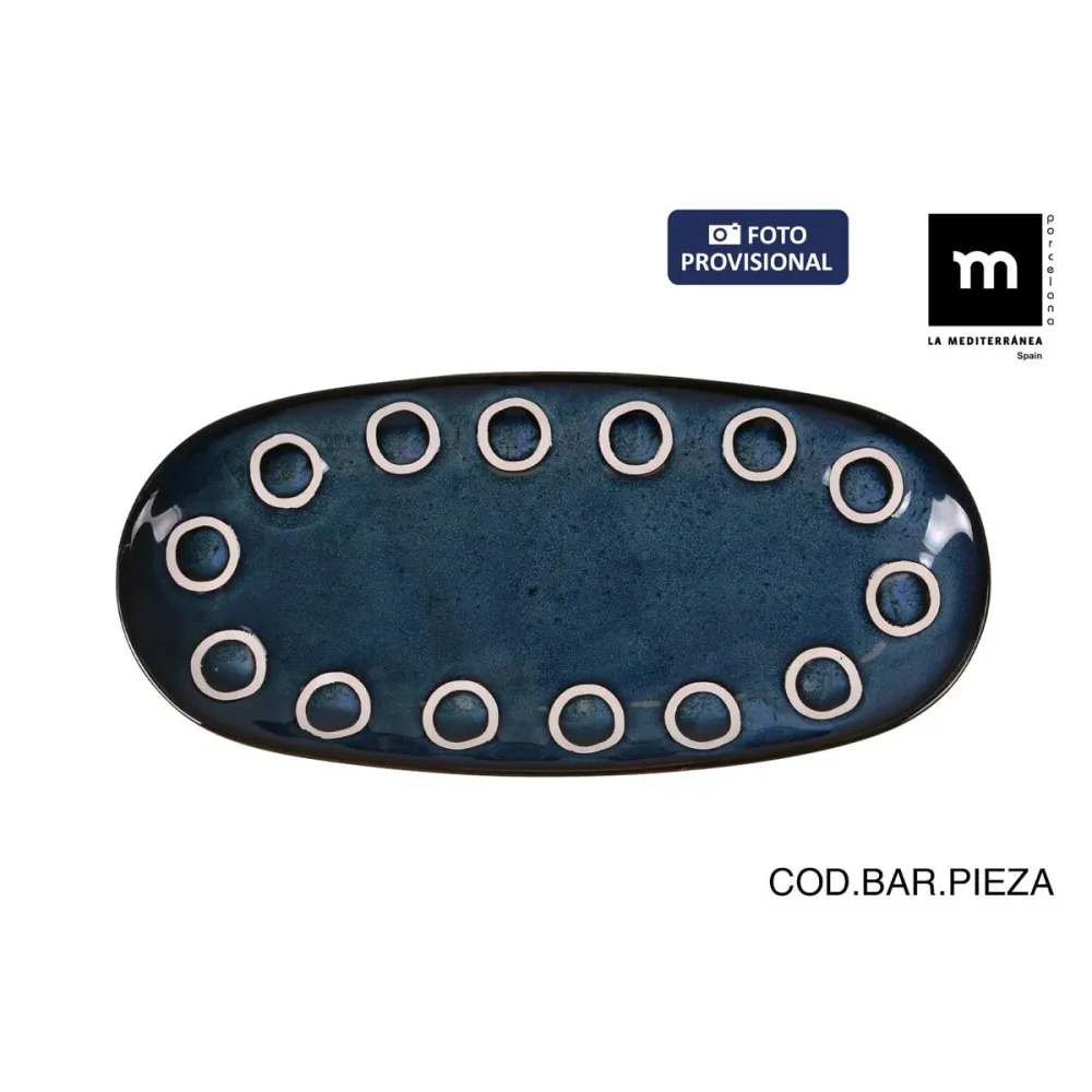 Recipiente de Cozinha La Mediterránea Almudena Azul Oval 25 x 12 x 2,2 cm (24 Unidades)