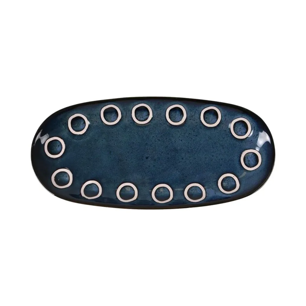 Recipiente de Cozinha La Mediterránea Almudena Azul Oval 25 x 12 x 2,2 cm (24 Unidades)